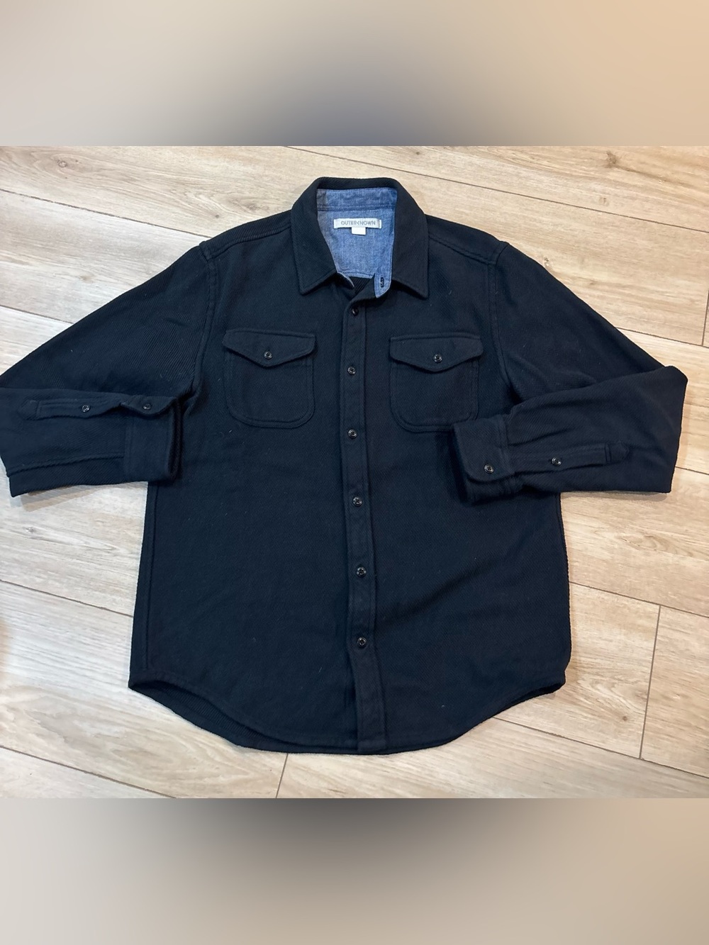 Outerknown Blanket Organic Cotton Heavy Twill Black Button Shirt Chroma Medium M